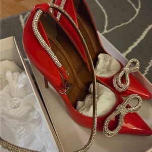 L'INTERVALLE Red Heels with Rhinestone Accents